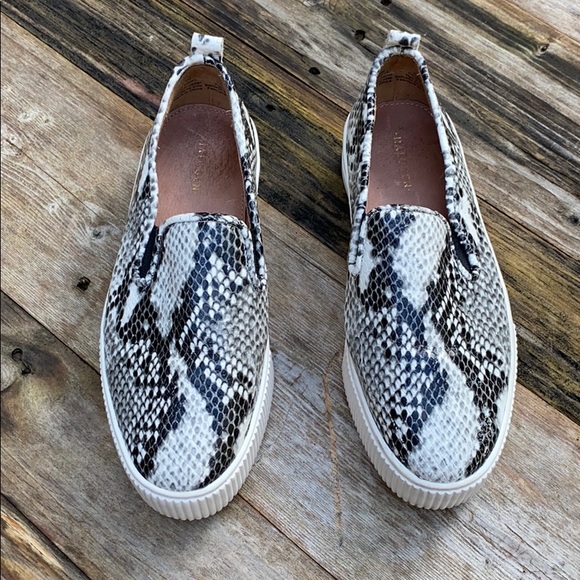 Halogen | Black White Snakeskin Platform Loafers